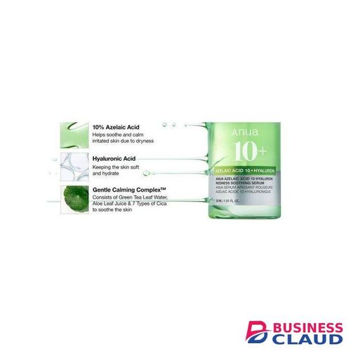 Anua 10+ Azelaic Acid 10 + Hyaluron Serum. Hydrates, Treats & Calms Acne, Rosacea, Soothes Redness & Irritations, Fades Acne Marks, Hyperpigmentations, Spots, Smooths, Soften, Evens Skin Tone & Glows
