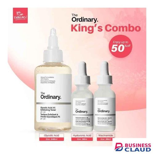 The Ordinary Glycolic Acid +Hyaluronic Acid +Niacinamide Acid Glow Combo for Oily acne prone skin set