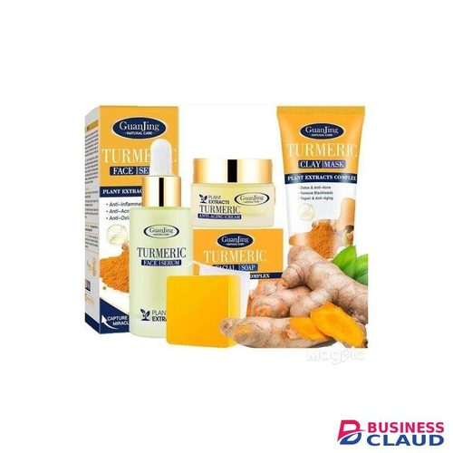 Guanjing 4Pack Tumeric Bar Soap, Serum, Face Cream & Face Mask