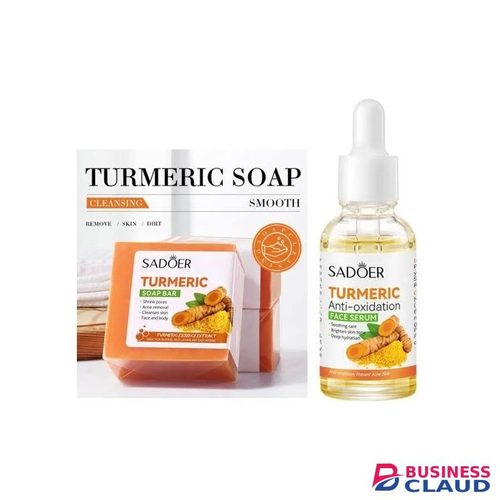 SADOER 2in1 Tumeric Face serum and Tumeric soap for moisturizing, Anti Acne and Smoothening