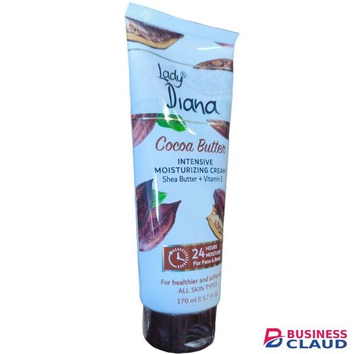 Lady Diana Cocoa Butter Intensive Moisturizing Cream With Shea Butter + Vitamin E For All Skin Types & Healthier & Softer Skin bc