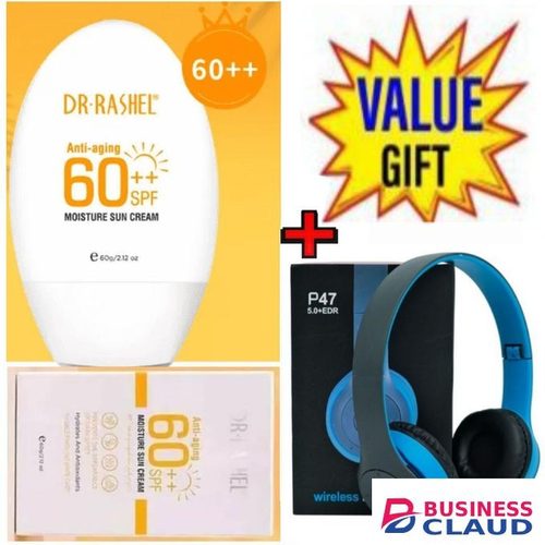 Dr. Rashel ANTI-AGING & MOISTURE SUN CREAM SPF 60++ + FREE P47 WIRELESS HEADPHONES