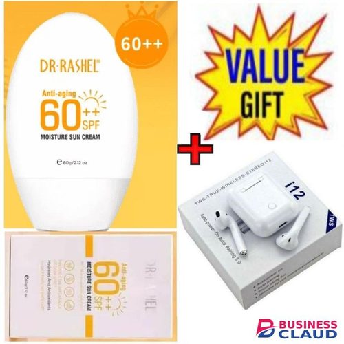 Dr. Rashel ANTI-AGING & MOISTURE SUN CREAM SPF 60++ + FREE I12 Earbuds