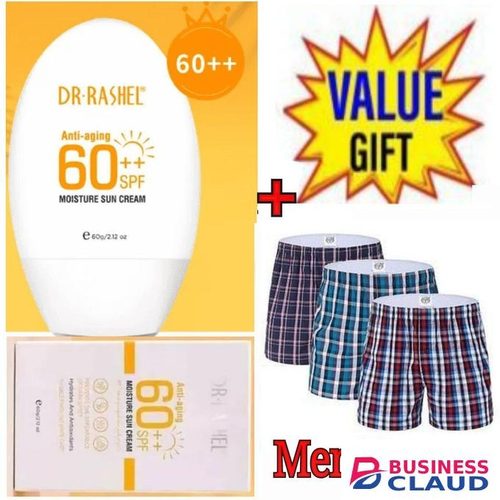 Dr. Rashel ANTI-AGING & MOISTURE SUN CREAM SPF 60++ + FREE 3 IN1 BOXERS