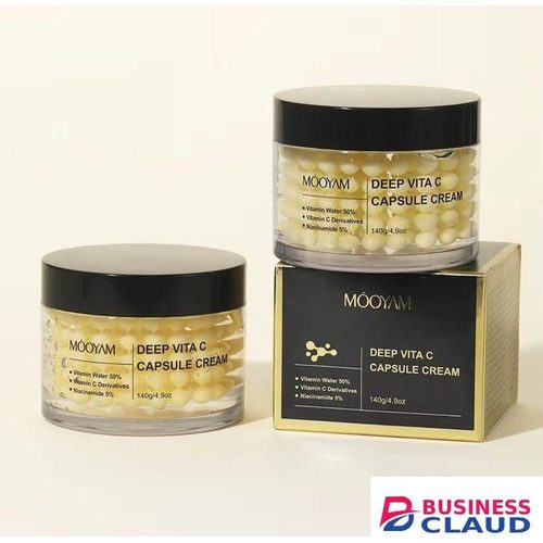 MOOYAM Deep Vita C Capsule Cream Face Moisturizer With Vitamin C Niacinamide And Hydrating Capsules For Brightening Anti Aging And Radiant Glow 140g