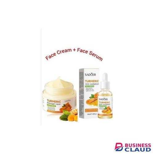 SADOER SADOE R 2 In 1,Turmeric Cream + Tumeric Serum, The Combination Of Tumeric Cream And Turmeric Serum Guarantees Like Vitamin C, Deep Hydration, Inhibits Acne Formation