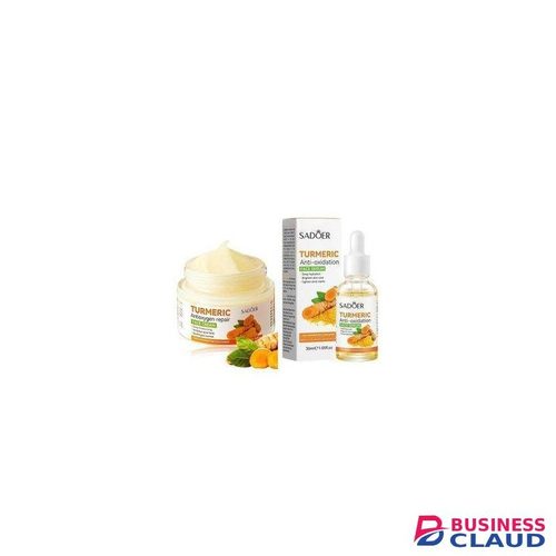 SADOER 2 in 1 Turmeric Anti Oxidation Cream + Tumeric Serum, Inhibit Acnes, Brighten Skin Tone, Deep hydration Tumeric Cream
