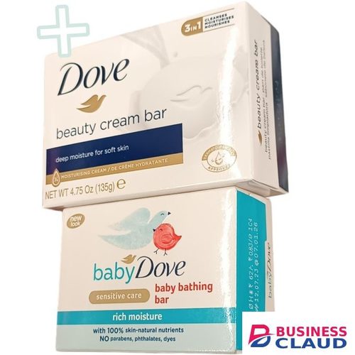 Dove BEAUTY CREAM BAR Deep Moisture For Soft Skin + BABY BATHING BAR Sensitive Care RICH MOISTURE jm