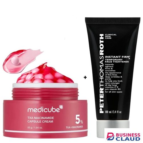 Medicube TXA Niacinamide Capsule Cream + Peter Thomas Roth Instant Firm A Temporary Face Tightener. Fades Dark Spots, Scars, Glows, Moisturizes, Brightens, Evens, Smooths, Softens & Clarifies, Temporarily Minimizes Fine Lines, Deep Wrinkles & Pores