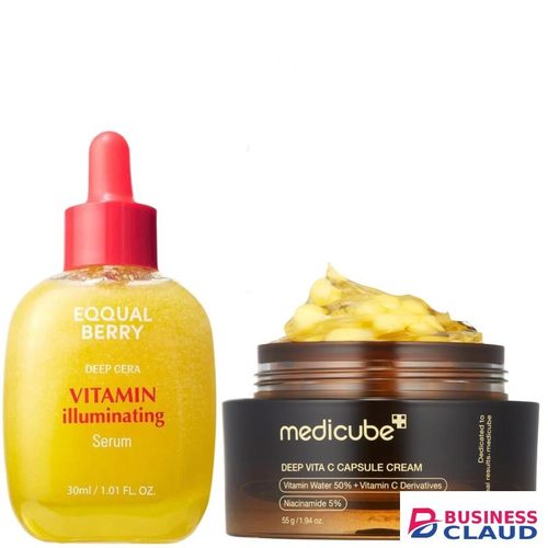 EQQUAL BERRY Vitamin illuminating Serum with Niacinamide + Medicube Deep Vita C Capsule Cream with Niacinamide. Moisturizes, Brightens, Removes Dark Spots, Hyperpigmentation, Acne Marks, give a Glass Skin Glow & Illuminates the skin, Smooths, Soften & Eve