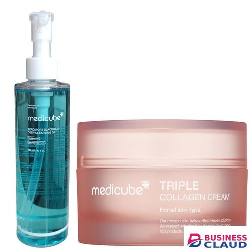 Medicube Zero Pore Blackhead Deep Cleansing Oil With Niacinamide & LHA + Triple Collagen Cream. Deeply Cleanses, Remove Impurities, Dirt, Dark Spots, Blackheads, Make Up Residue, Wrinkles, Hyperpigmentations, Freckles, Blemish, Dullness, Glows & Moisturi