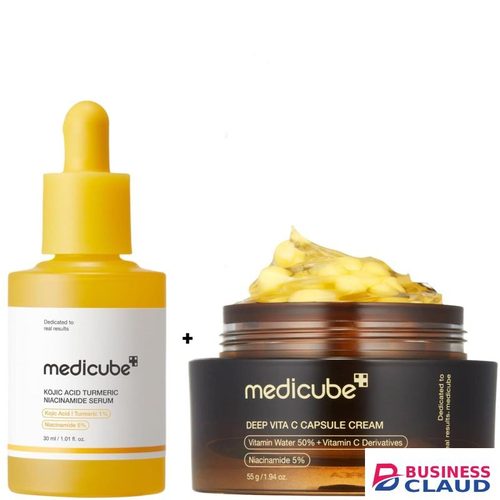 Medicube Deep Vita C Capsule Cream with Niacinamide & Alpha arbutin + Kojic Acid Turmeric Niacinamide Capsule Serum. Moisturizes, Fade Dark Spots, Pigmentations, Acne Marks, Blemishes, Brightens, Evens, Firms, Improve Elasticity & give a Glass Glow