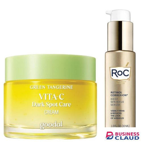 Goodal Green Tangerine Vita C Dark Spot Care Cream + Retinol Correxion, Deep Wrinkle Serum. Removes Dark Spots, Blemishes, Wrinkles, Fine Lines, Dullness, Evens The Skin Tone, Moisturizes, Brightens, Is Anti-Aging, Restore Youthfullness, Smooth & Glows