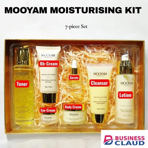 Mooyam Moisturizing 7 Piece Kit contains: Toner, Bb cream, eye cream, body cream, Serum, Cleanser and Lotion