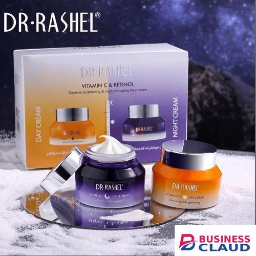DR RASHEL Vitamin C & Retinol Day & Night Face Cream -2 Pack for Anti-Aging, Smoothening & Moisturizing Skin Care Set