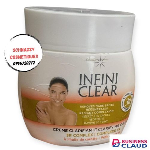 INFINICLEAR CREAM with Carrot Oil 300ml Clarifiant Intense 3R Complex Removes Dark Spots Regenerates Radiance Unifies Complexion Protects Moisturizes Clear Unified Complexion Soft Skin
