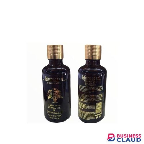 Moroccan Argan Oil Triple Vitamin Booster - Serum For Face With Organic Jojoba Oil, Vitamin C, E & F