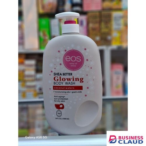 EOS Shea Butter Glowing Body Wash (Coconut Waters) - An antiaging body cleanser with shea butter, coconut water, 7 moisturizing oils, and goat’s milk, cleanses deeply & hydrating, makes skin soft smooth & naturally glowing, radiant skin