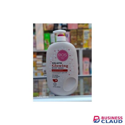 EOS Shea Butter Glowing Body Wash (Coconut Waters) - An antiaging body cleanser with shea butter, coconut water, 7 moisturizing oils, and goatâ€™s milk, cleanses deeply & hydrating, makes skin soft smooth & naturally glowing, radiant skin.