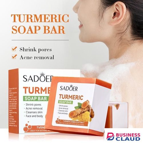 SADOER 5 in 1 Turmeric Set, Tumeric Cleanser + Face Serum +Face Toner + Face Cream + Tumeric Soap, with brightening effect Helps in Preventing Acne, Sooth, Hydrate, Lighjten Acne Marks