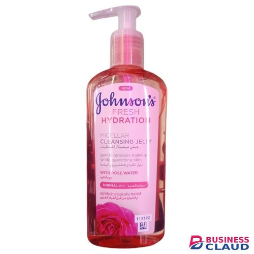 Johnson's Fresh Hydration MICELLAR CLEANSING JELLY Gently Removes Makeup WITH ROSE WATER Normal Skin jm