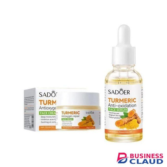 SADOER 2-in-1 Set Turmeric Cream + Tumeric Serum - Deep Hydration, Inhibits Acne Formation
