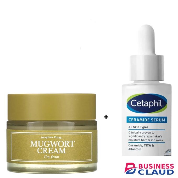Cetaphil Ceramide Face Serum With Cica & Allantion + I'm From Mugwort Cream. Deeply Hydrates, Smooths, Softens, Purifies, Is Anti-Aging, Prevent Fine Lines, Deeply Glows, Calms Acne, Detoxifies, Prevents Rashes, Itching, Irritation & Promote Collagen Prod