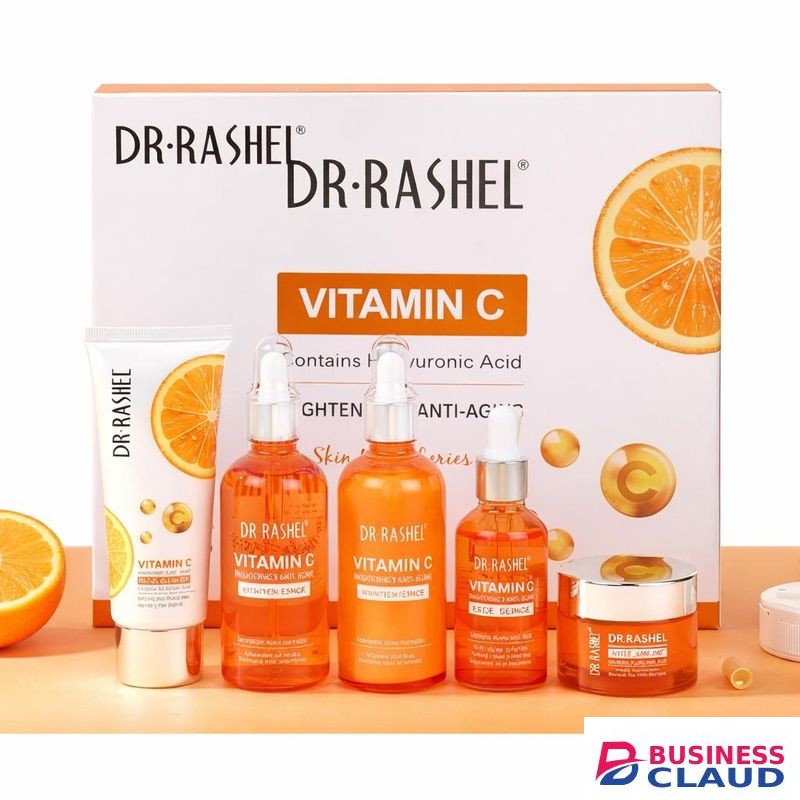 DR RASHEL Vitamin c brightening & anti aging 5 in 1 set (cleanser,cleansing milk ,toner ,serum ,face cream )