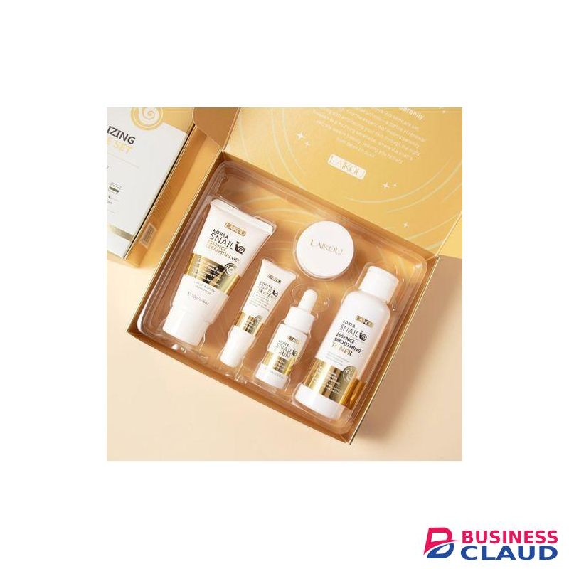 Laikou KOREA SNAIL MUCIN REVITALIZING 5 IN 1 KOREAN SKINCARE SET SNAIL ESSENCE GEL CLEANSER,SNAIL SMOOTHING TONER,SNAIL SERUM,SNAIL EYE CREAM & SNAIL ESSENCE CREAM