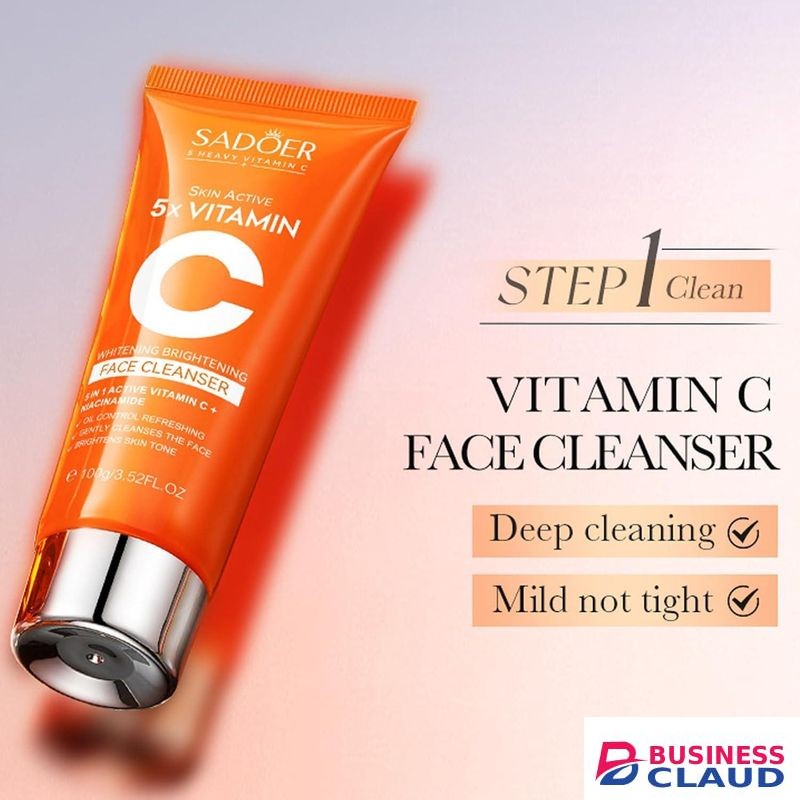 SADOER 2 In 1 Skin Active 5 X Vitamin C Face Cleanser + 5 X Vitamin C Serum With Added Niacinamide For Whitening Black Spots And Blemisshes, Deep Moisturizing, Skin Nourishing