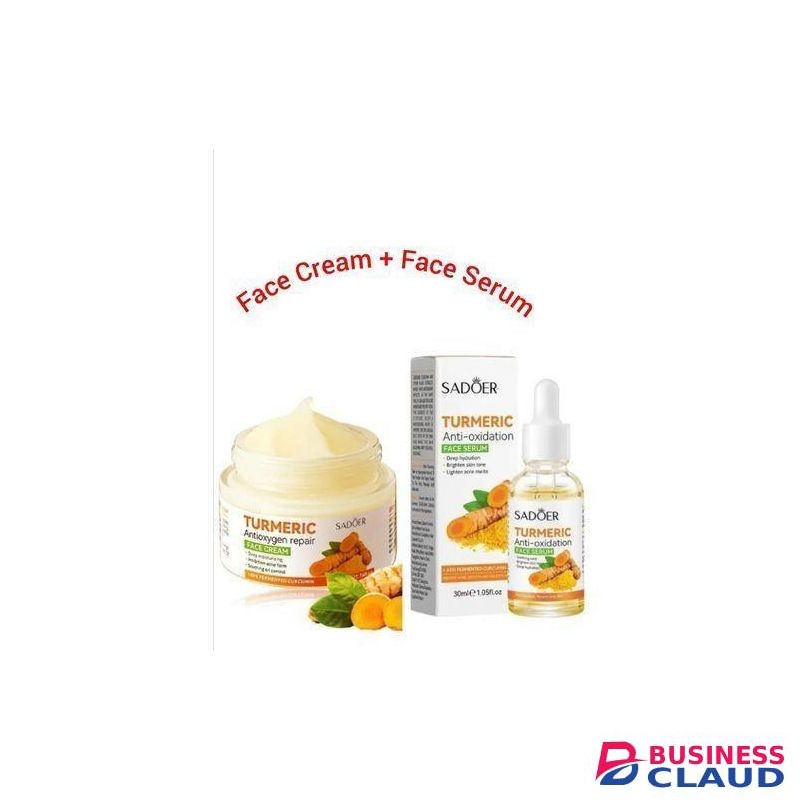 SADOER 2 In 1 Turmeric Cream + Tumeric Serum - Firming Brightening Face Set