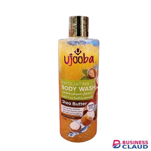 Ujooba Shea Butter Exfoliating Body wash 500ml. Cleans, Exfoliates, Removes Dirt, Smooths, Softens, Removes dead skin cells, Soothes the mind & Give the body a pleasant Smell