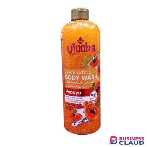 Ujooba Papaya Exfoliating Body wash 1 litre. Cleans, Exfoliates, Removes Dirt, Smooths, Softens, Removes dead skin cells, Soothes the mind & Give the body a pleasant Smell