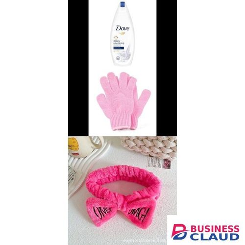 Dove shower gel + free gloves + free headband