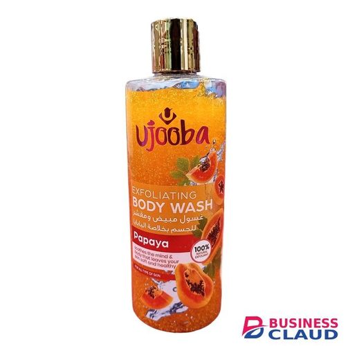 Ujooba Papaya Exfoliating Body wash 500ml. Cleans, Exfoliates, Removes Dirt, Smooths, Softens, Removes dead skin cells, Soothes the mind & Give the body a pleasant Smell