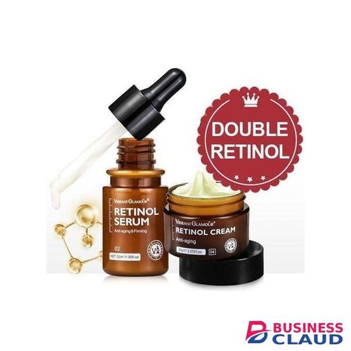 Anti-aging Retinol Cream + Retinol Serum 2PCS/Set Double Retinol Skin Firming Moisturizing Brightening Hydrating Retinol With Hyaluronic Acid