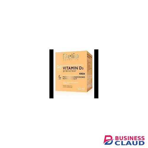 Delia Cosmetics Vitamin D3 Precursor Anti-Wrinkle Normalising night Cream – All Skin Types – Acne Skin – Hydrating – Regenerating – Retinol – Niacinamide – Tumeric – Omega Plus – 50ml
