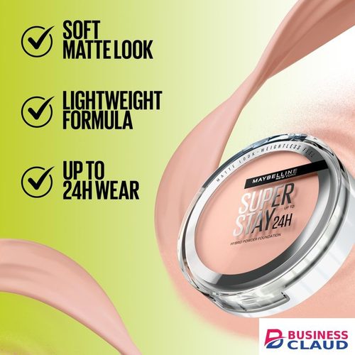 Maybelline SuperStay Hybrid Powder - Foundation Shade 40, Long-lasting 24H Wear, Medium to Full Coverage, Transfer, Water & Sweat Resistant