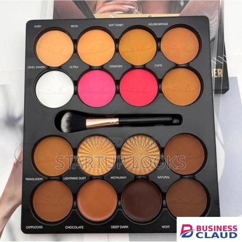 16 in 1 Micolor Contour palette with Blush, Highlighter, bronzer, Face powder + FREE setting spray