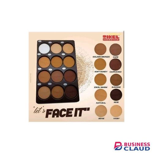 Zikel Lets FACE IT Contour Powder Pallet -12 Colors