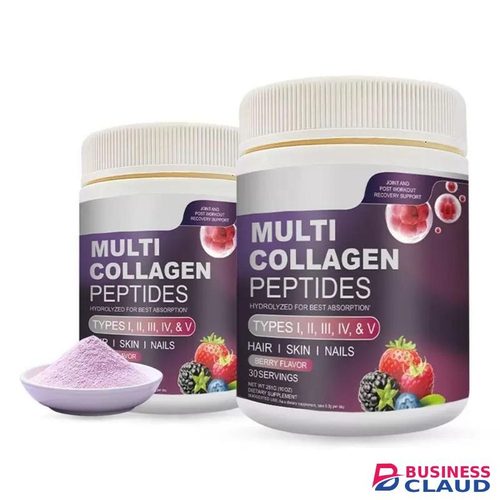 Organic Multi Collagen Peptide Powder with Vitamin C, Hyaluronic Acid & Plant Extract – Supports Skin Elasticity, Joint Health & Hair Strength