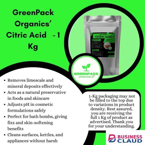 Greenpack Organics Baking Soda(Sodium Bicarbnate) + Citric Acid - 1kg Each,for health, home, and beauty