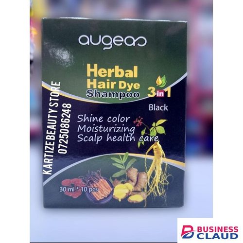 Augeas 3 In 1( BLACK )herbal Hair Dye Shampoo Shine Color Moisturizing Scalp Health Care