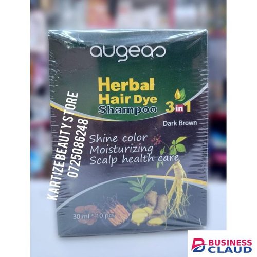 Augeas 3 In 1 (dark Brown ) Herbal Hair Dye Shampoo Shine Color Moisturizing Scalp Health Care