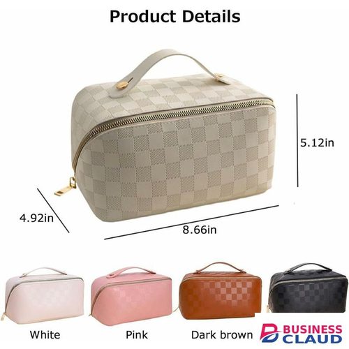Travel Makeup Bag / Large Capacity Toiletry Bag Cosmetic Bags for Travel Essentials / Waterproof Portable Pouch Open Flat Makeup bag Organizer with Divider and Handle