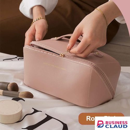 Large Capacity Travel Cosmetic Bag, Large Travel Toiletry Bag Portable PU Leather Makeup Bag with Handle and Divider Waterproof Multifunctional Storage Makeup Bag for Women and Girls