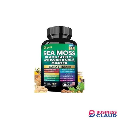 Sea Moss Black Seed Oil Ashwagandha Capsules 19,445mg – 60 Veggie Caps