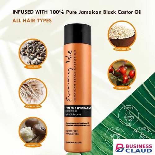 Castor Sunny Isle JBC Extreme Hydrating Conditioner-infused with Shea Butter, Rosehip and Sesame Seed Oils, essential to the overall health of the scalp and hair as well as Wheat Proteins to penetrate the hair shaft protecting against breakage and sheddin
