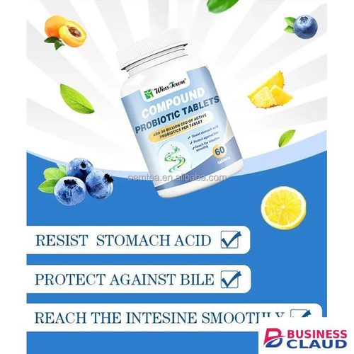 Compund Probiotics Tablets, 30 Billion CFU, Complete Shelf Stable Probiotic Supplement with Prebiotics & Digestive Enzymes, 60 Tablets