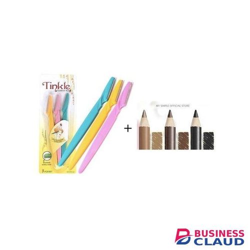Davis Eyebrow Shaper Razor(3pcs) + 3 Pcs Eye And Lip Liner Pencils